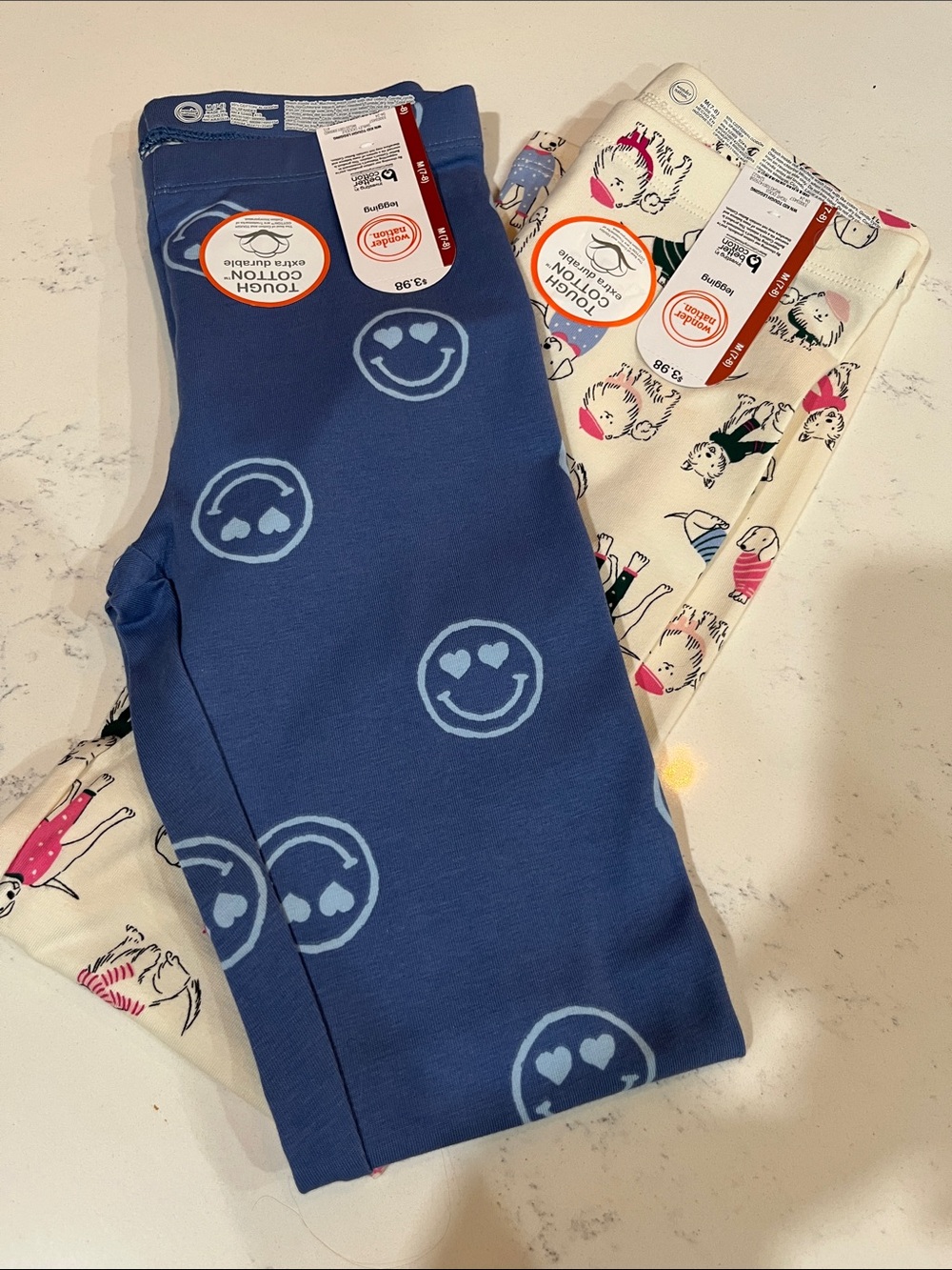 Kids Blue Heart-Eyes Smile Leggings